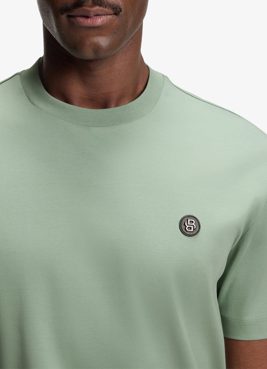 BOSS T-shirt van gemerceriseerde katoen met Double B-monogram - detail 4 open green-373 / groen