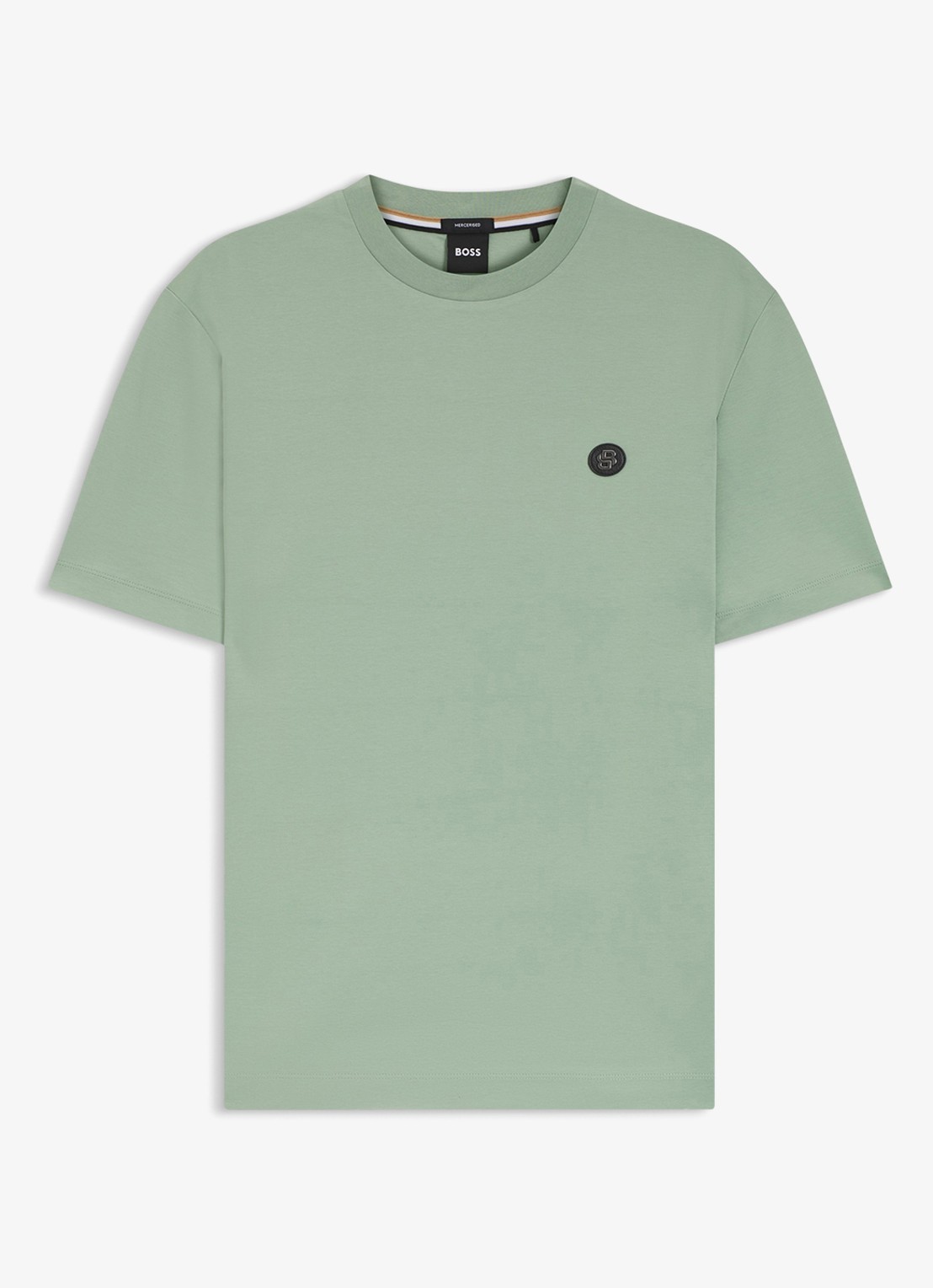 BOSS T-shirt van gemerceriseerde katoen met Double B-monogram - voorkant open green-373 / groen