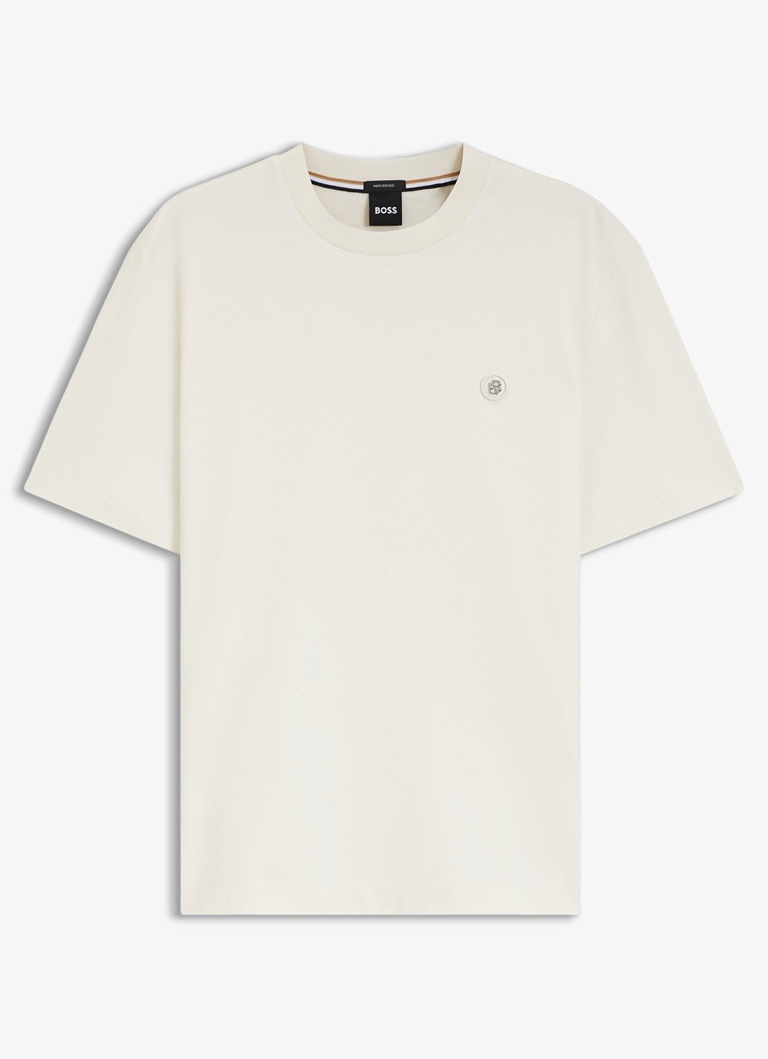 BOSS T-shirt van gemerceriseerde katoen met Double B-monogram - voorkant 4 open white-118 / wit