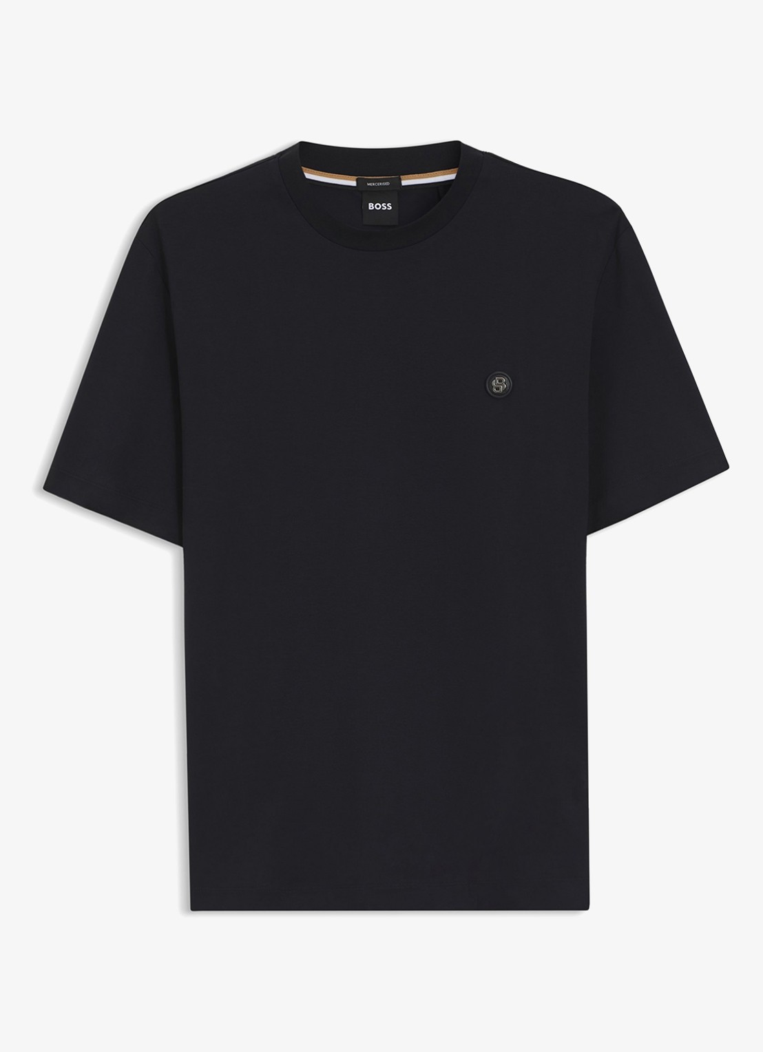 BOSS T-shirt van gemerceriseerde katoen met Double B-monogram - voorkant 2 dark blue-404 / blauw