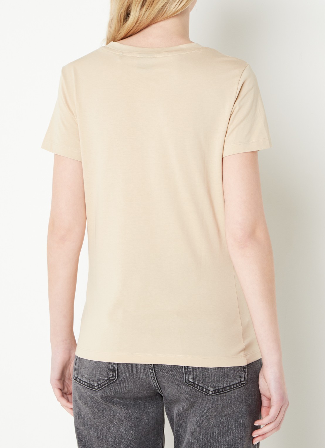 BOSS T-shirt van katoenen jersey met logodetail - achterkant medium beige-269 / beige