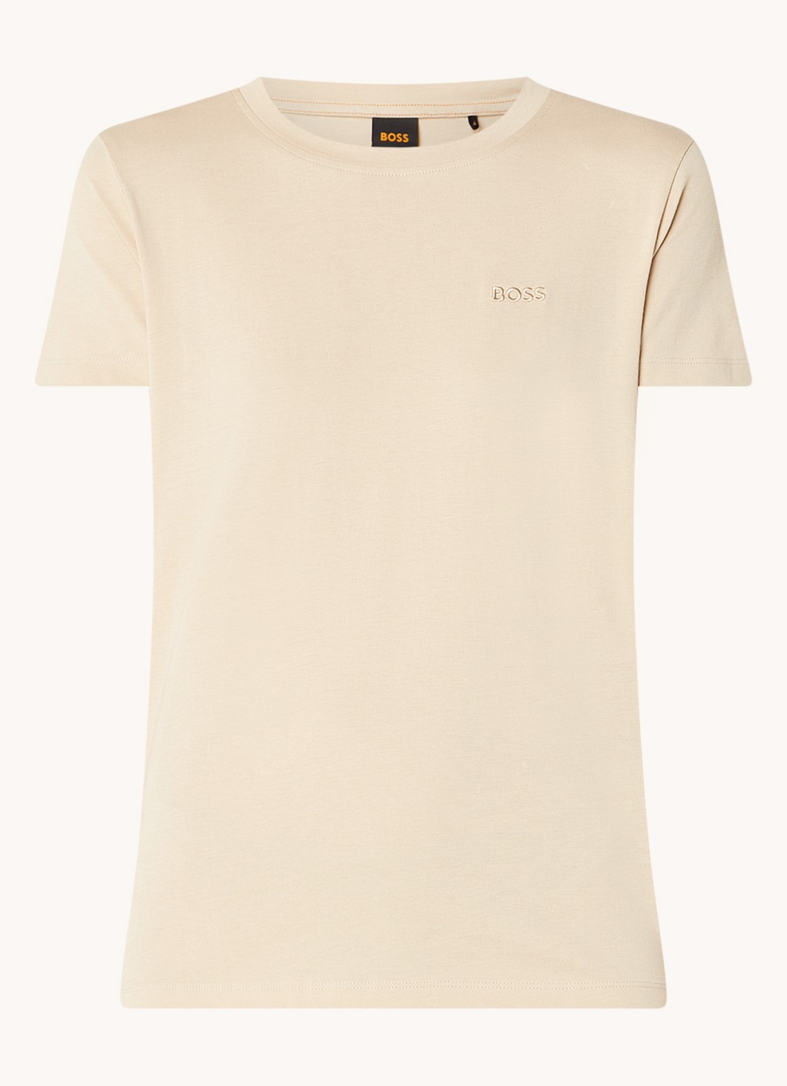 BOSS T-shirt van katoenen jersey met logodetail - voorkant 2 medium beige-269 / beige