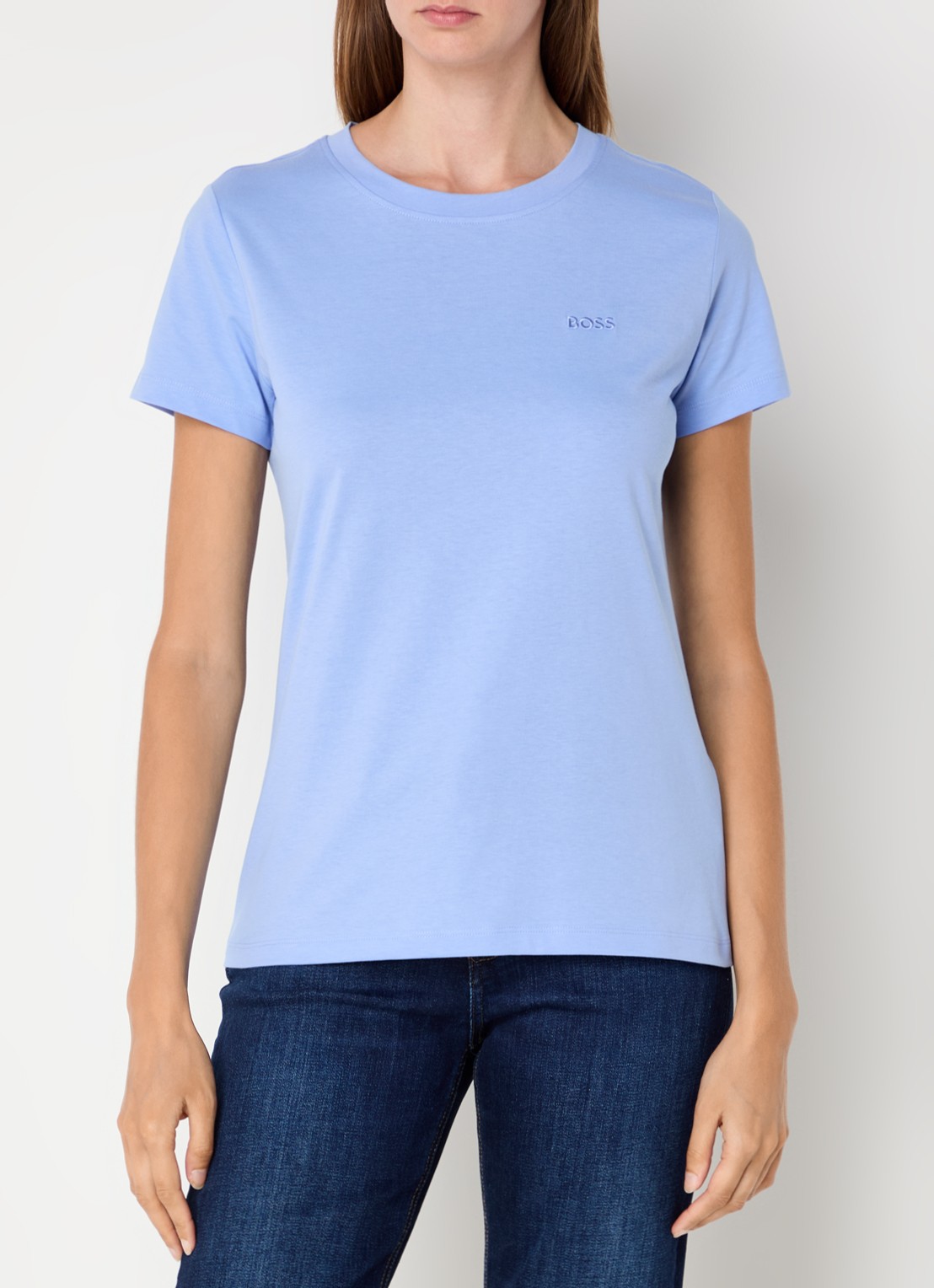 BOSS T-shirt van katoenen jersey met logodetail - detail 4 bright blue-436 / lichtblauw