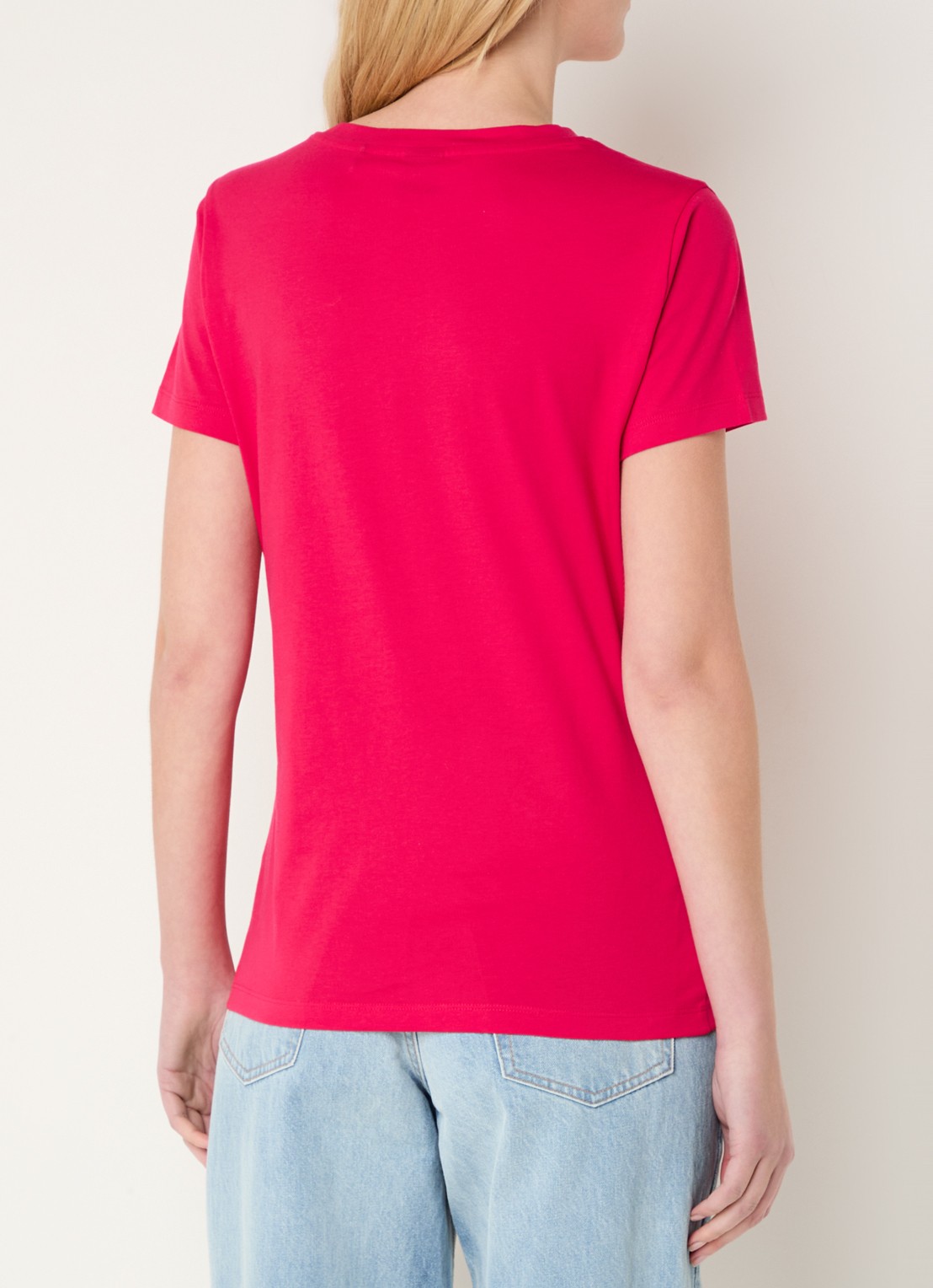 BOSS T-shirt van katoenen jersey met logodetail - achterkant dark pink-653 / roze