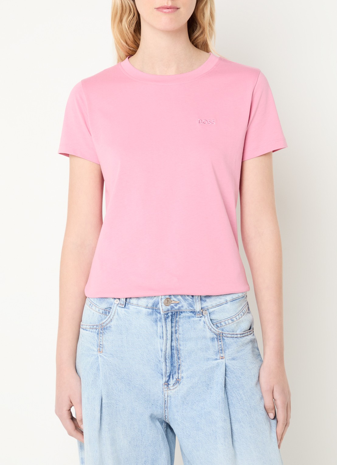 BOSS T-shirt van katoenen jersey met logodetail - detail 4 open purple-554 / roze