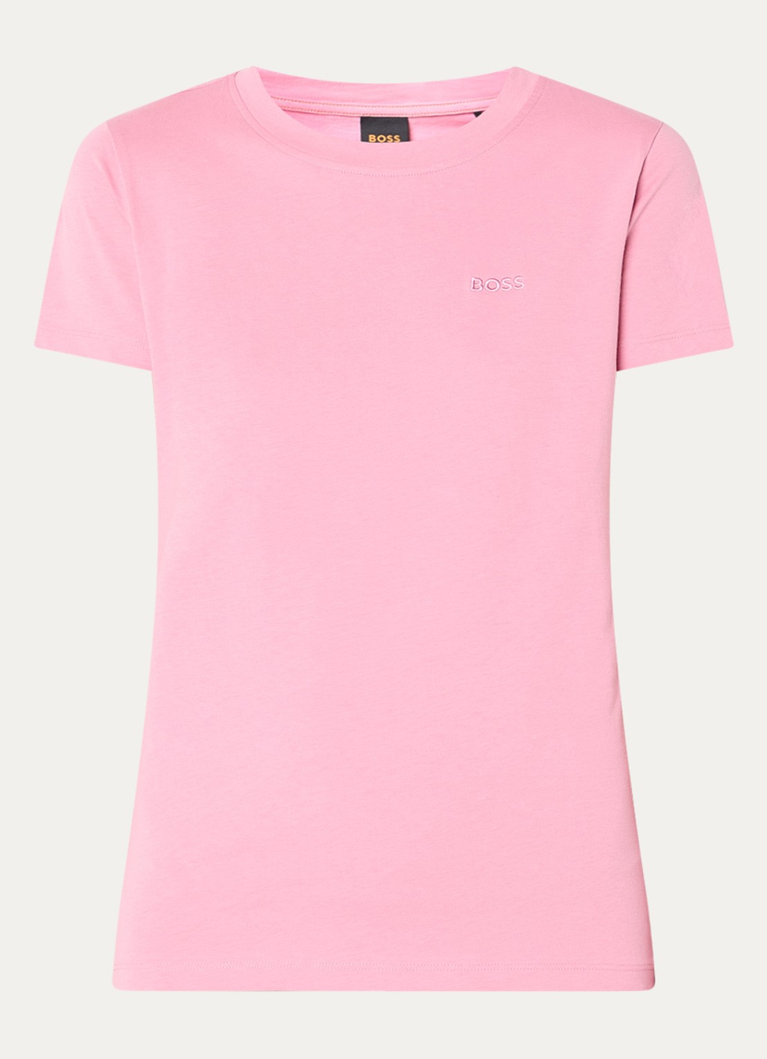 BOSS T-shirt van katoenen jersey met logodetail - voorkant 2 open purple-554 / roze