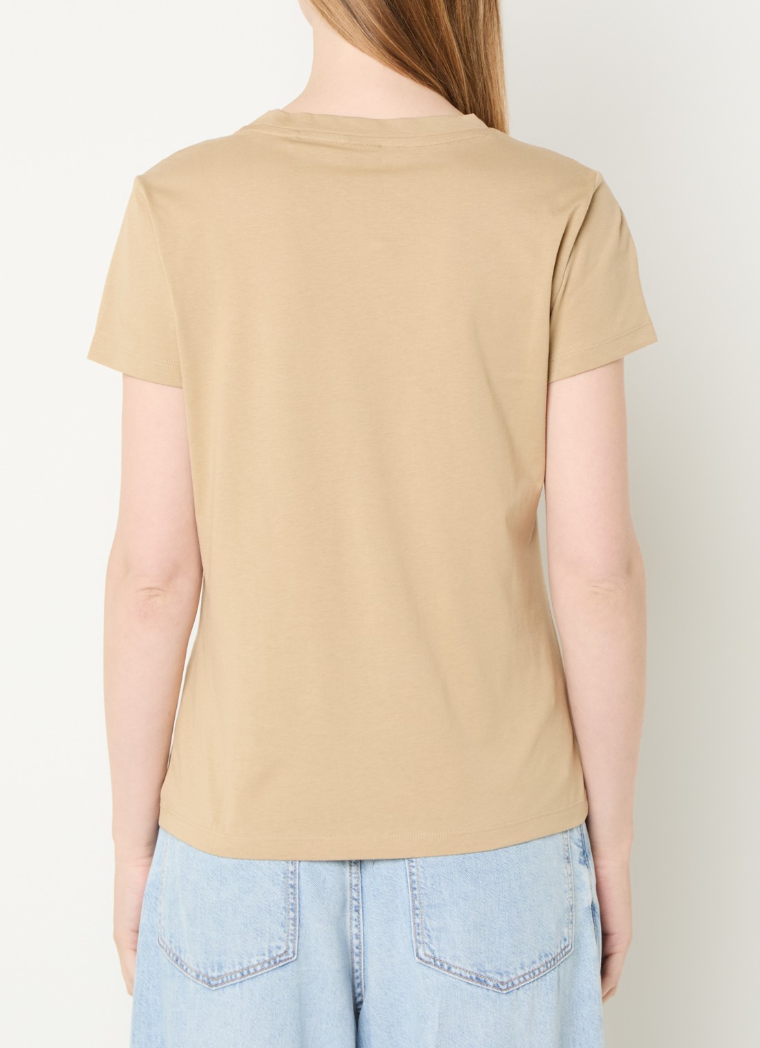 BOSS T-shirt van katoenen jersey met logodetail - achterkant rust /copper-222 / beige