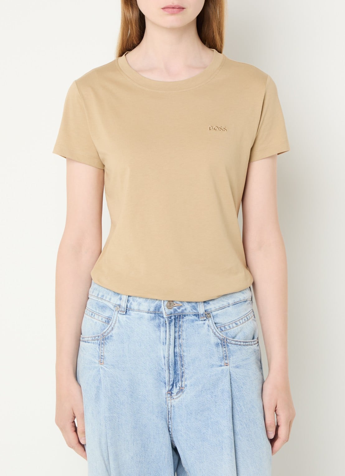 BOSS T-shirt van katoenen jersey met logodetail - detail 2 rust /copper-222 / beige