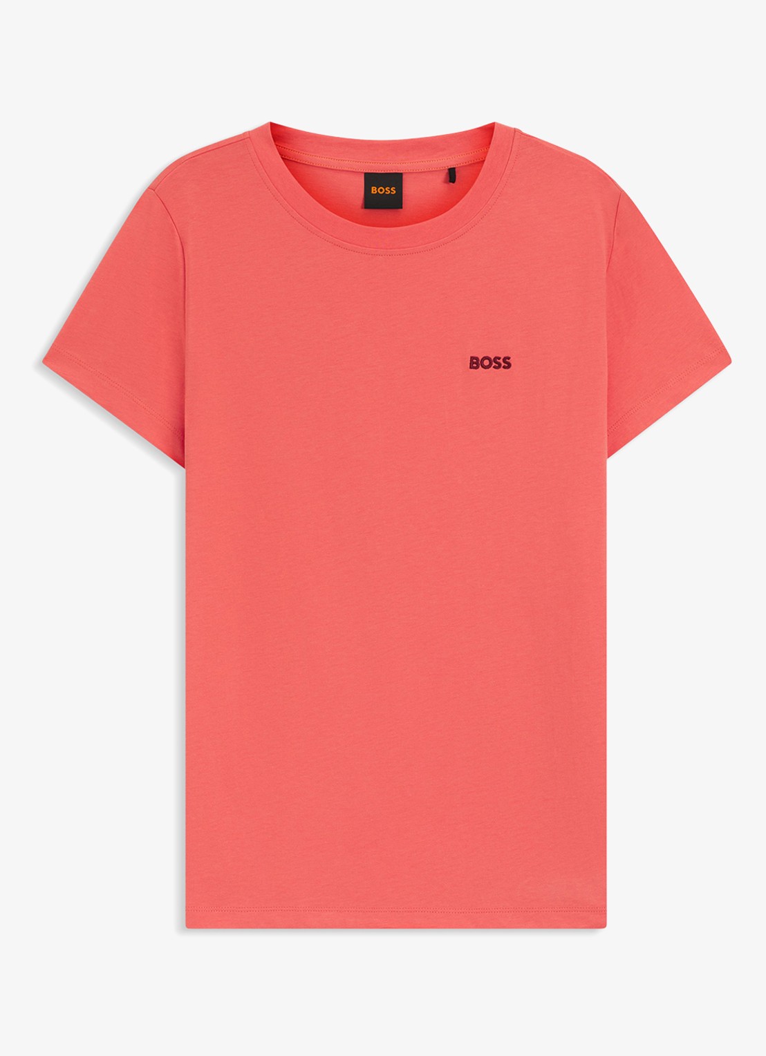 BOSS T-shirt van katoenen jersey met logodetail - voorkant 2 light /pastel red-638 / rood