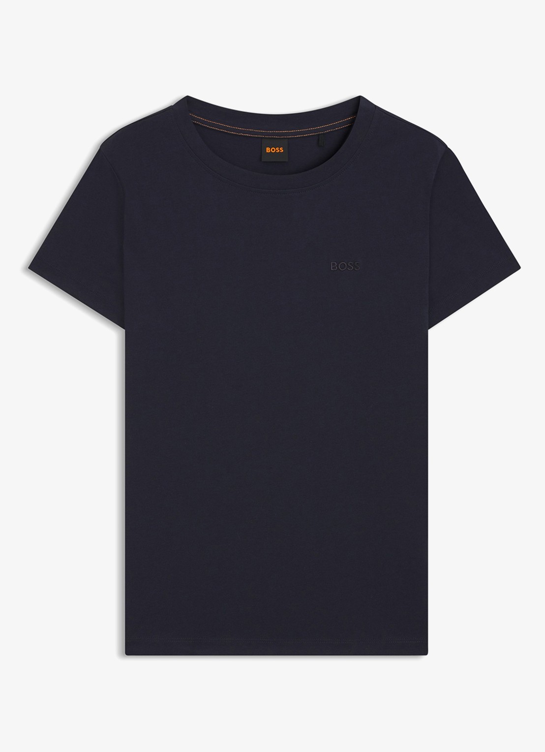 BOSS T-shirt van katoenen jersey met logodetail - voorkant 4 dark blue-408 / blauw