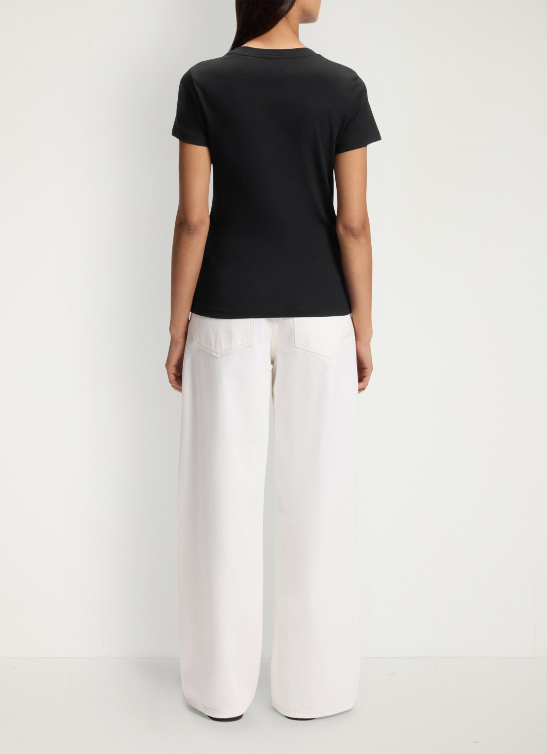 BOSS T-shirt van katoenen jersey met logodetail - achterkant black-001 / zwart