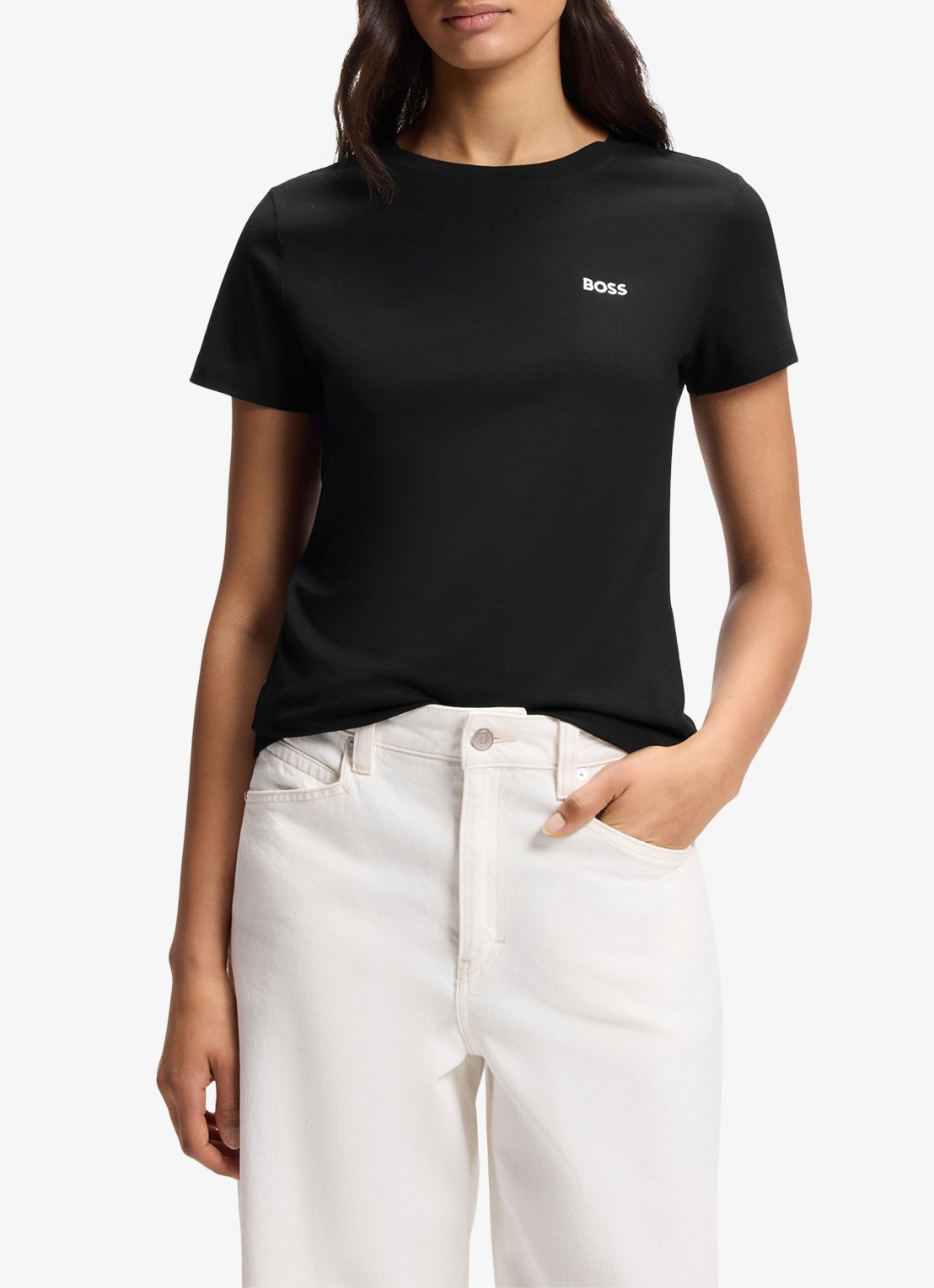 BOSS T-shirt van katoenen jersey met logodetail - detail 4 black-001 / zwart