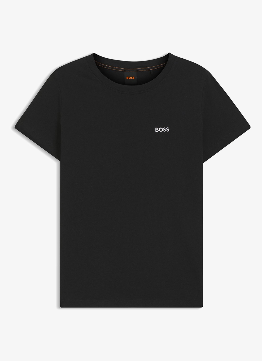 BOSS T-shirt van katoenen jersey met logodetail - voorkant 2 black-001 / zwart