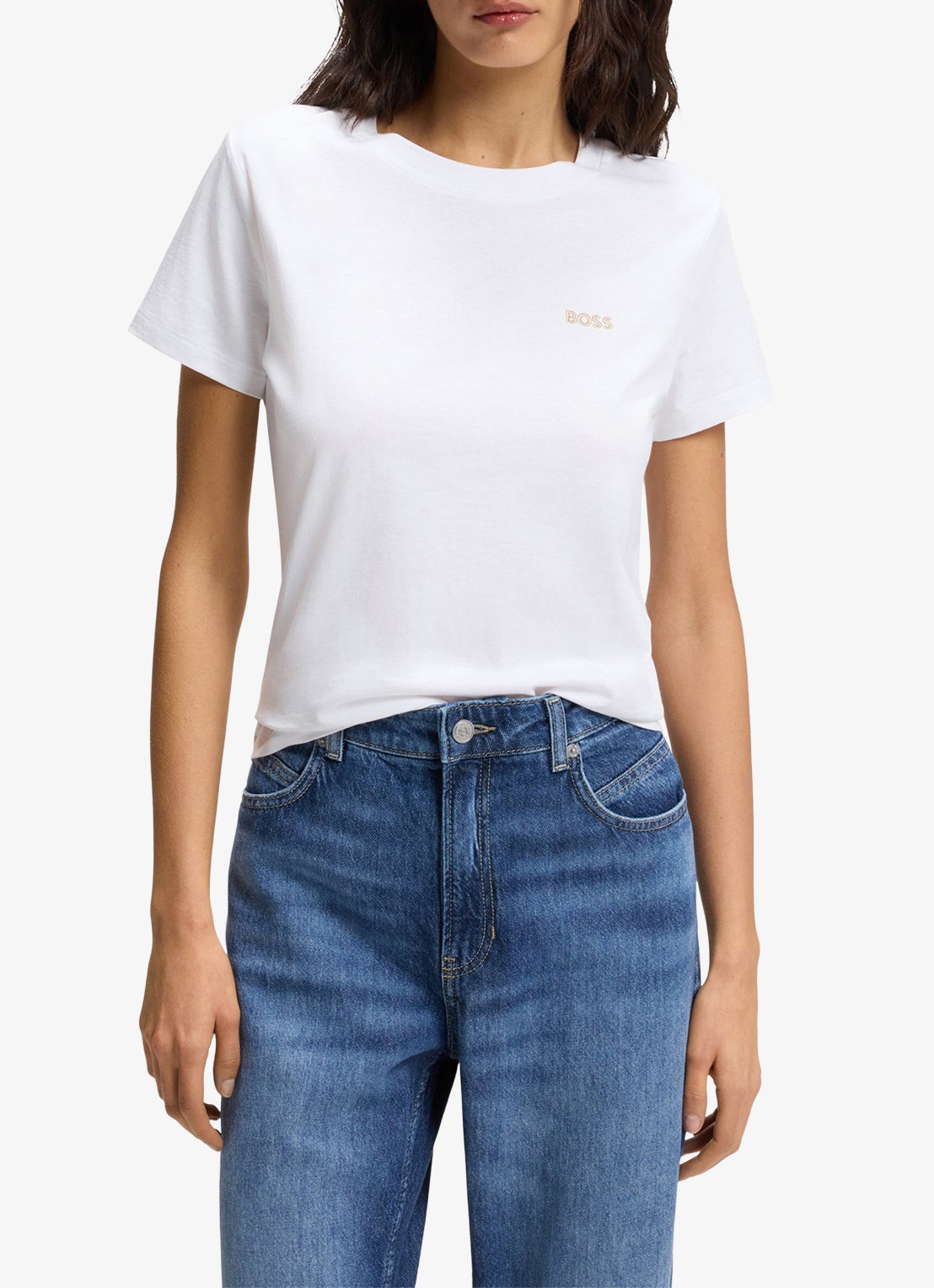 BOSS T-shirt van katoenen jersey met logodetail - detail 4 white-100 / wit