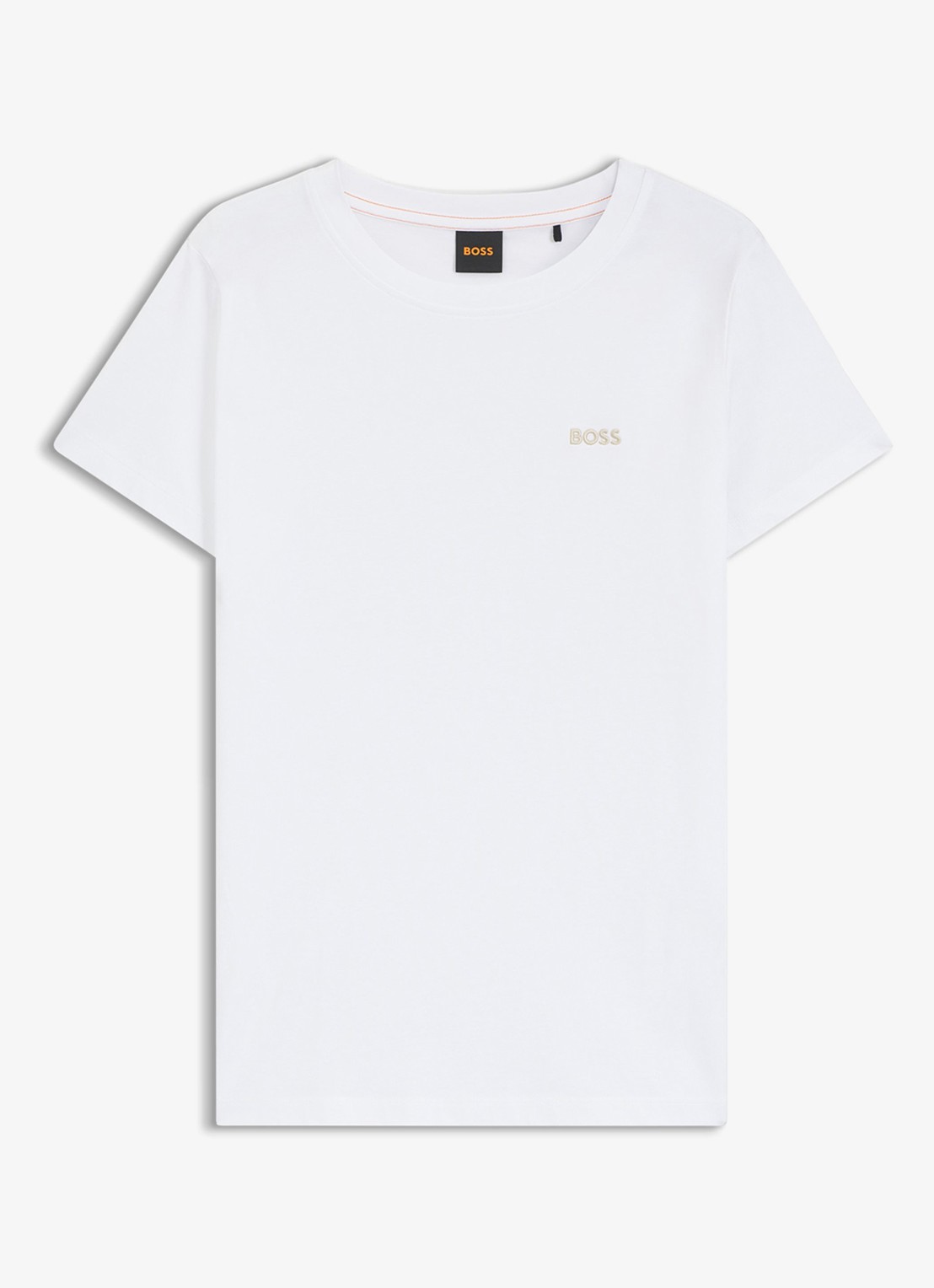 BOSS T-shirt van katoenen jersey met logodetail - voorkant 2 white-100 / wit