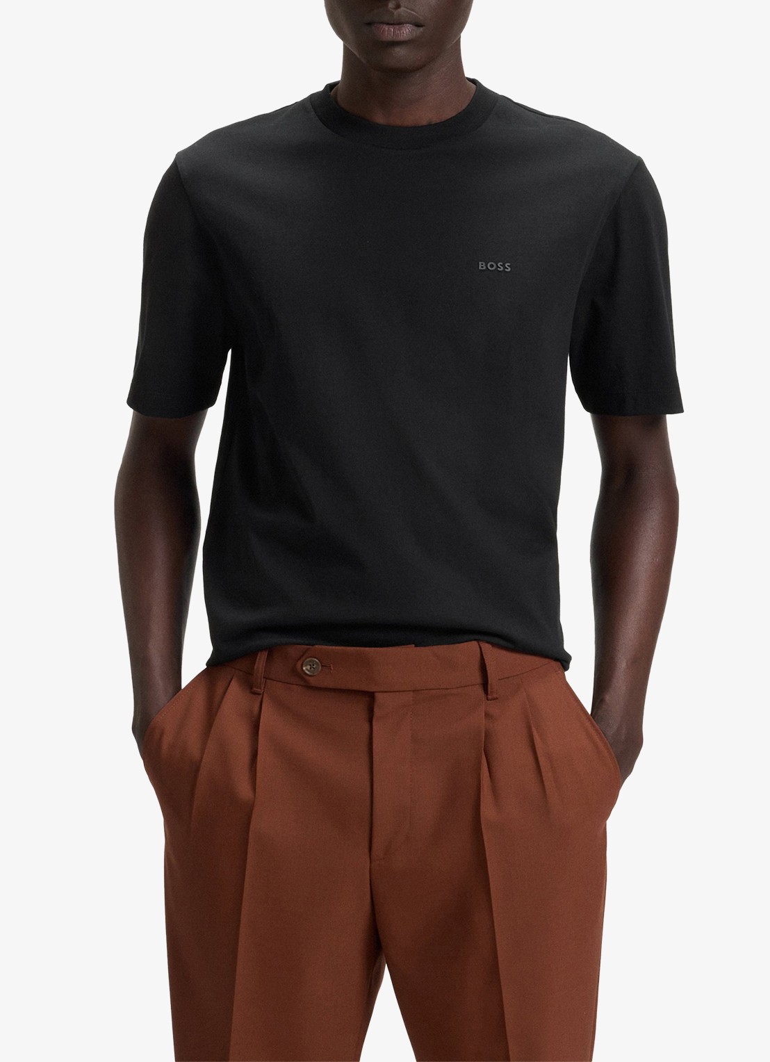 BOSS T-shirt van katoenen jersey met logodetail - detail 4 zwart