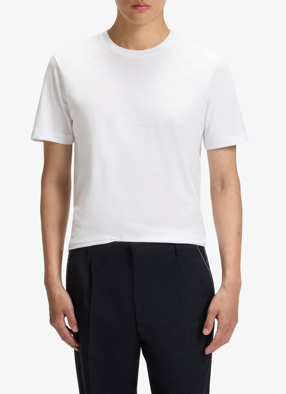 BOSS T-shirt van katoenen jersey met logodetail - detail 2 wit