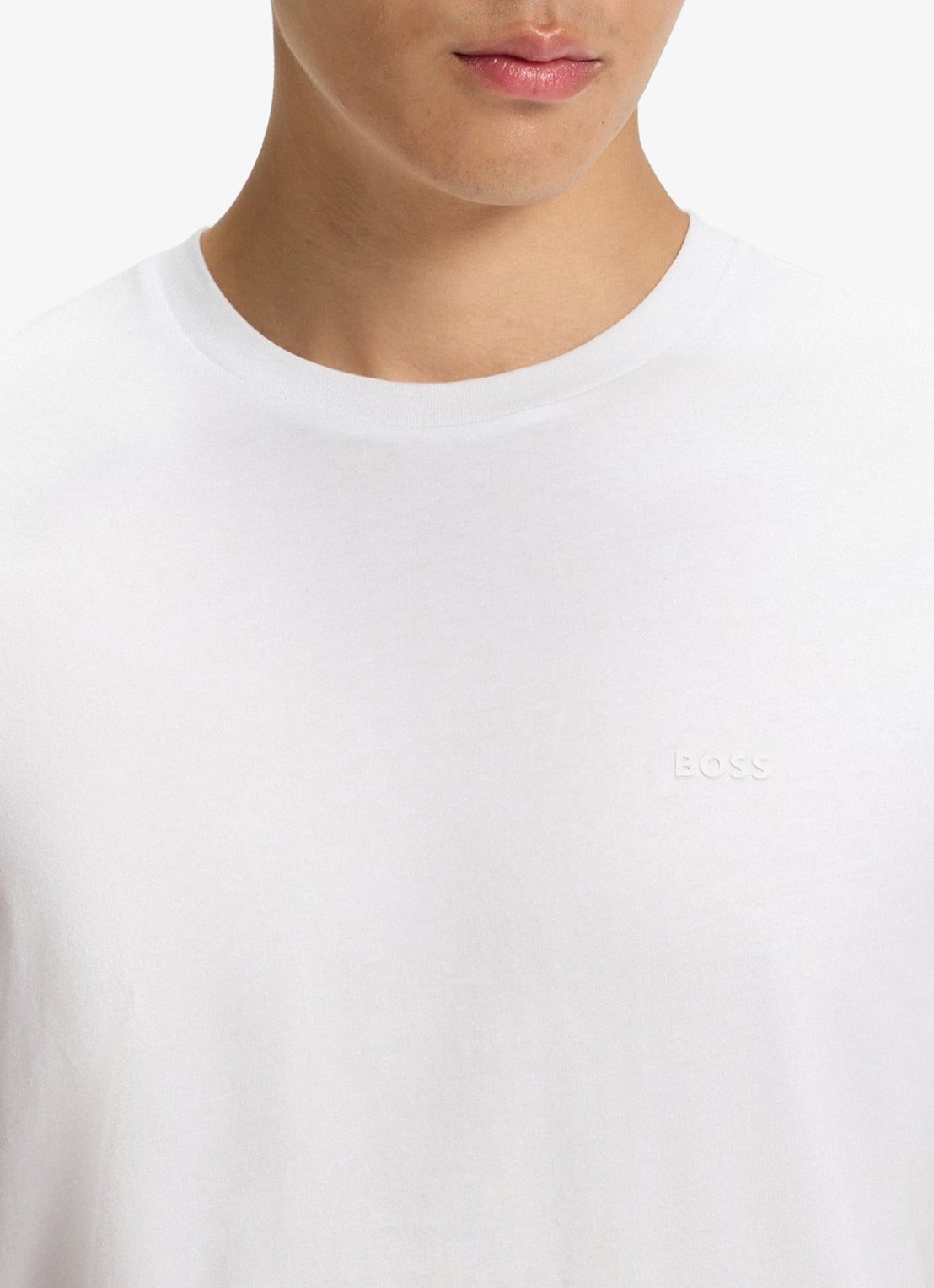 BOSS T-shirt van katoenen jersey met logodetail - detail 3 wit