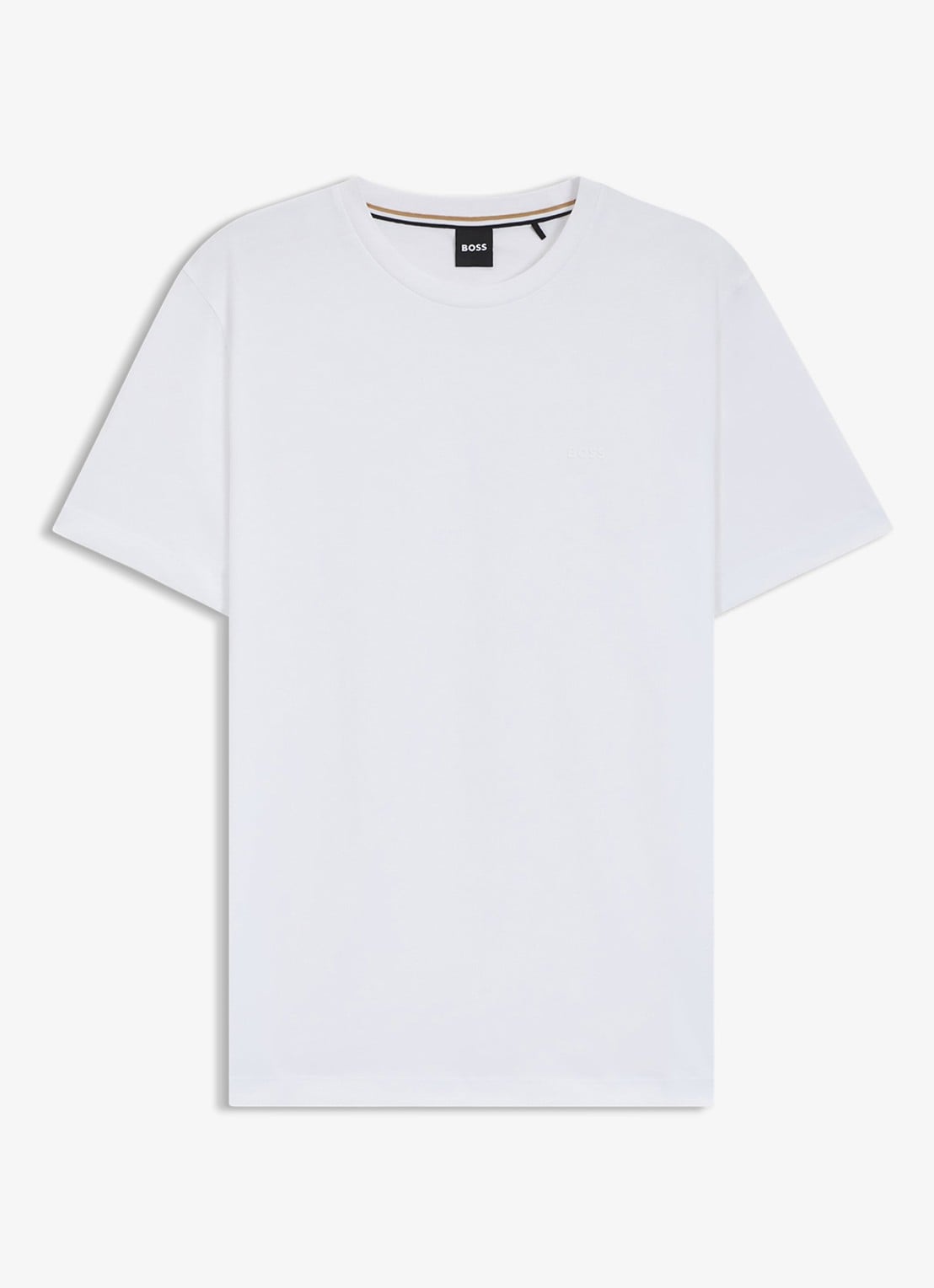 BOSS T-shirt van katoenen jersey met logodetail - voorkant 4 wit