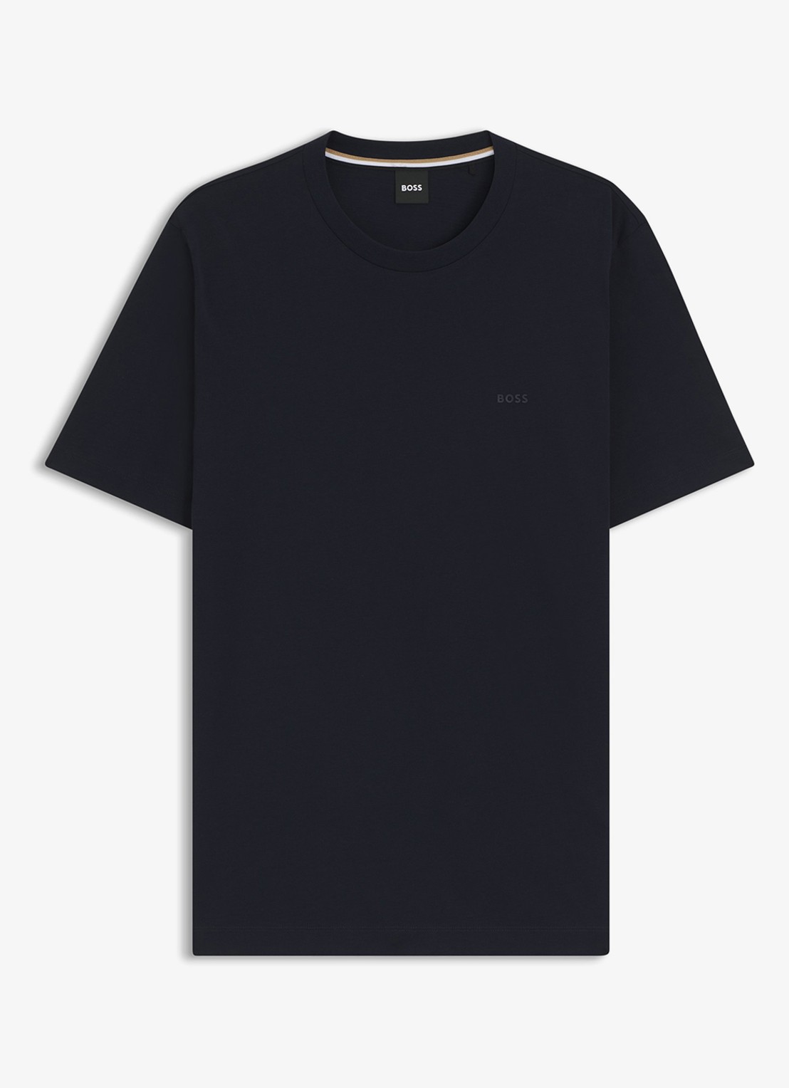 BOSS T-shirt van katoenen jersey met logodetail - voorkant 2 donkerblauw