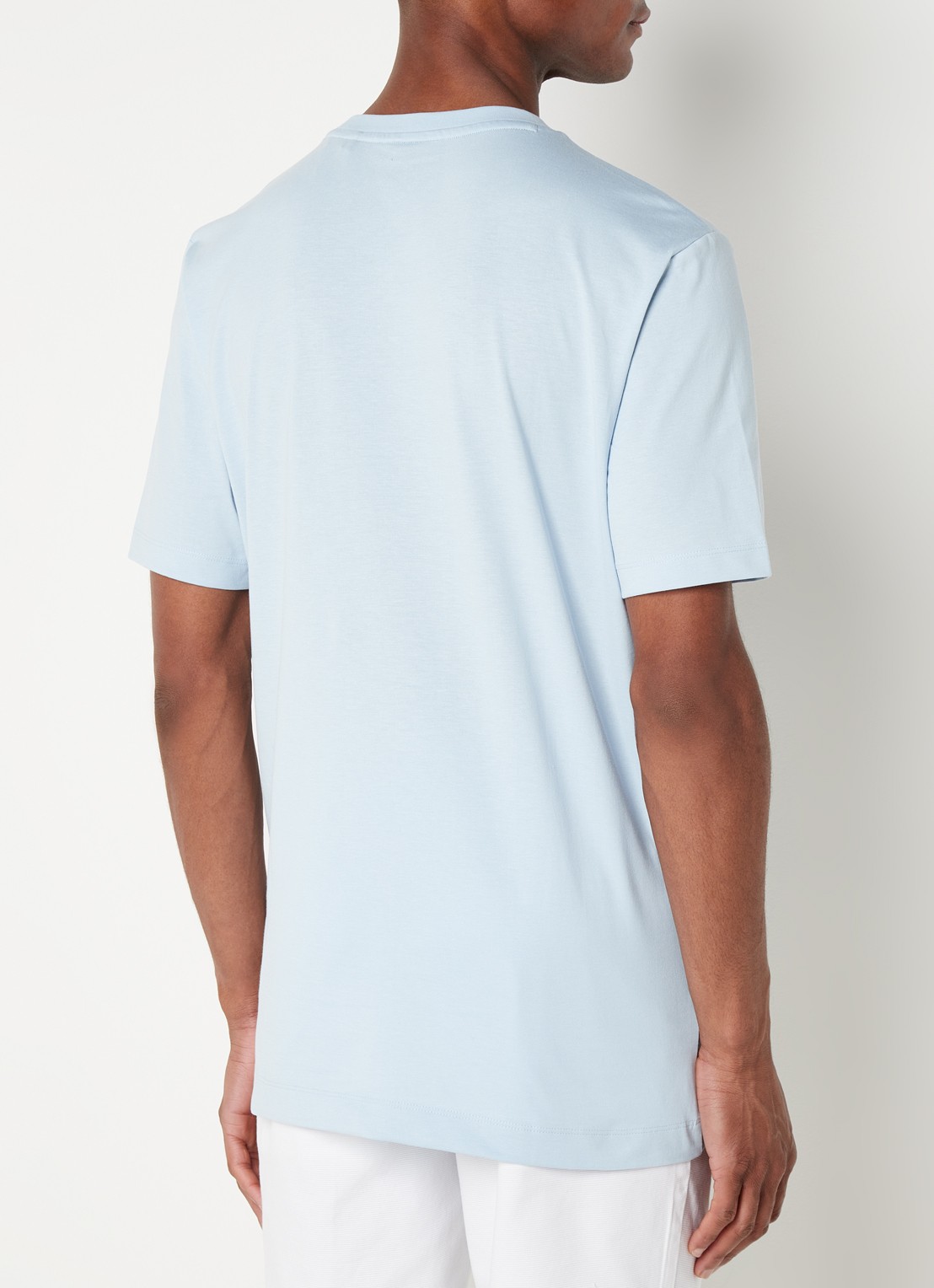 BOSS T-shirt van katoenen jersey met logodetail - achterkant aquablauw