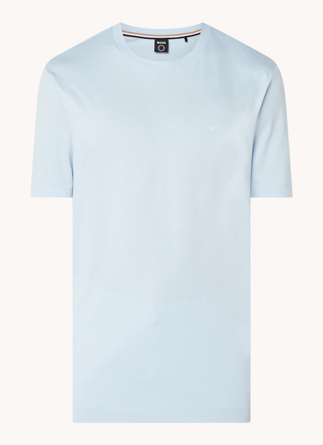 BOSS T-shirt van katoenen jersey met logodetail - voorkant 2 aquablauw