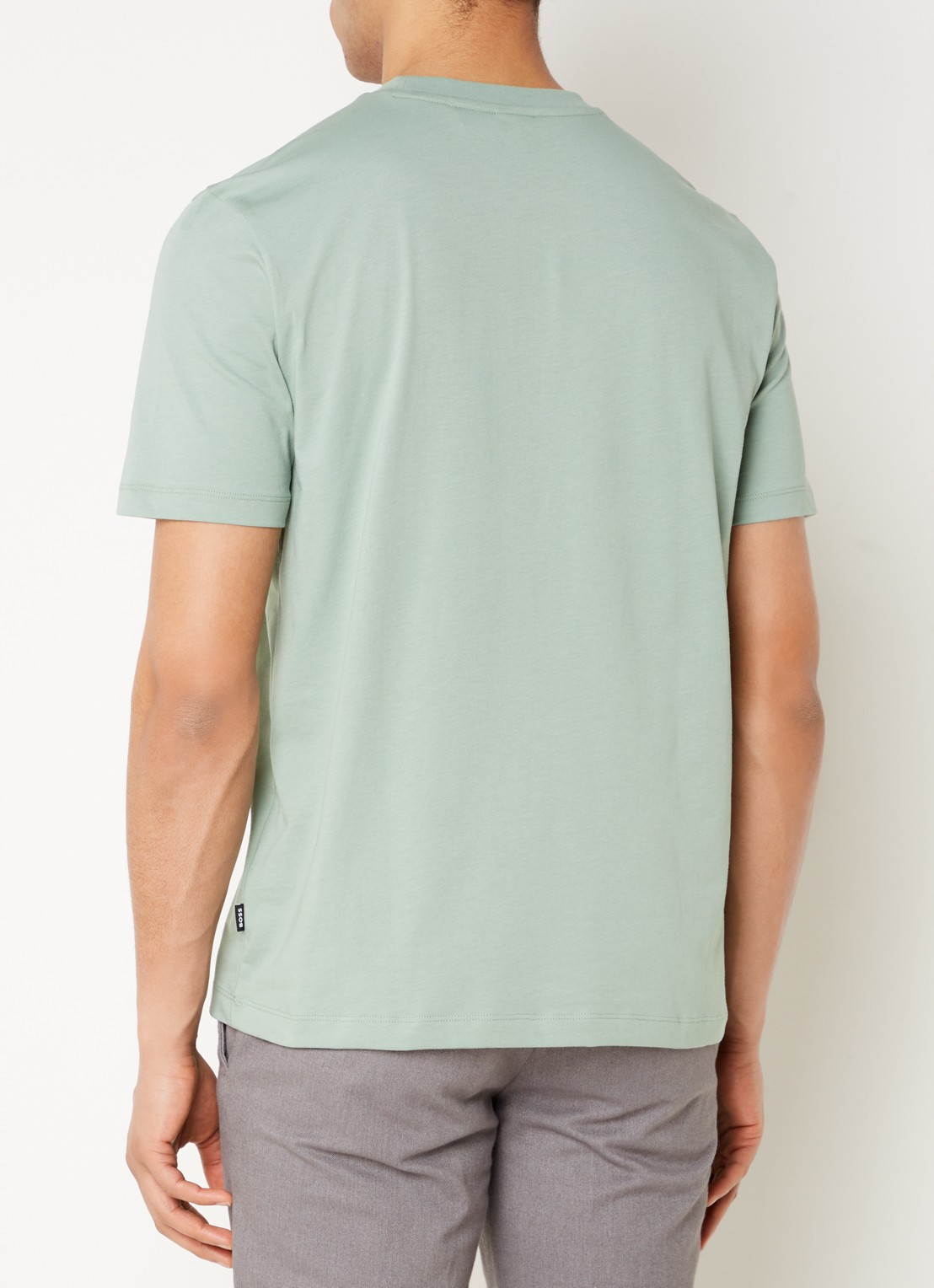BOSS T-shirt van katoenen jersey met logodetail - achterkant lindegroen