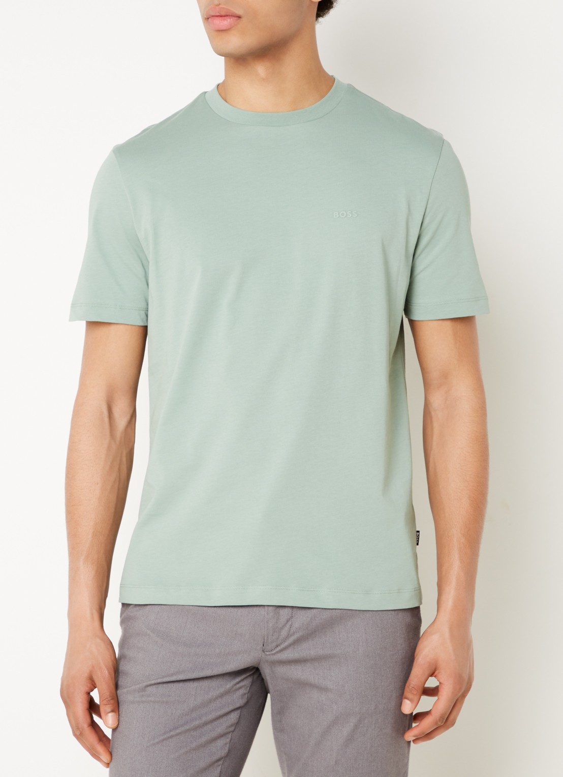 BOSS T-shirt van katoenen jersey met logodetail - detail 2 lindegroen