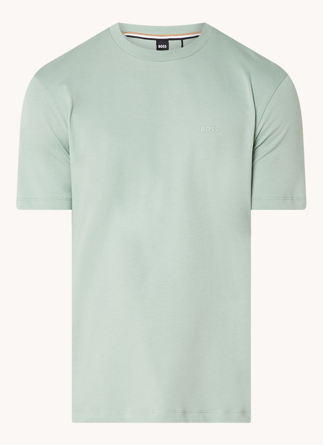 BOSS T-shirt van katoenen jersey met logodetail - voorkant 3 lindegroen