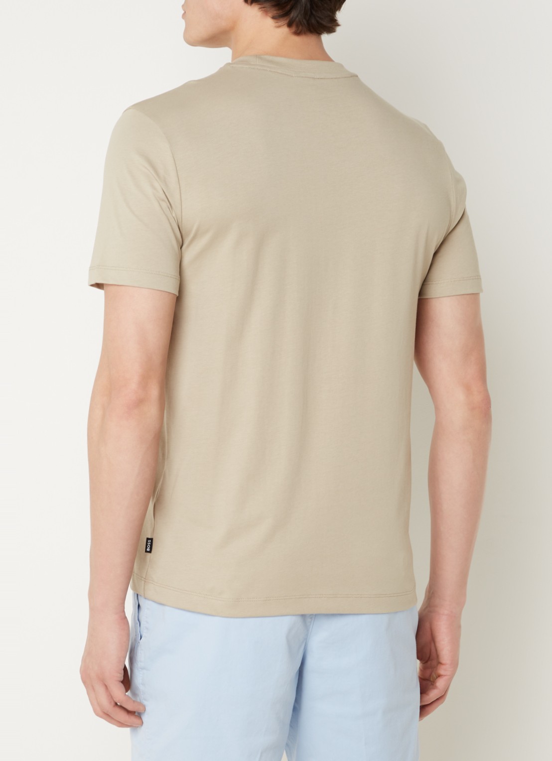 BOSS T-shirt van katoenen jersey met logodetail - achterkant 3 beige