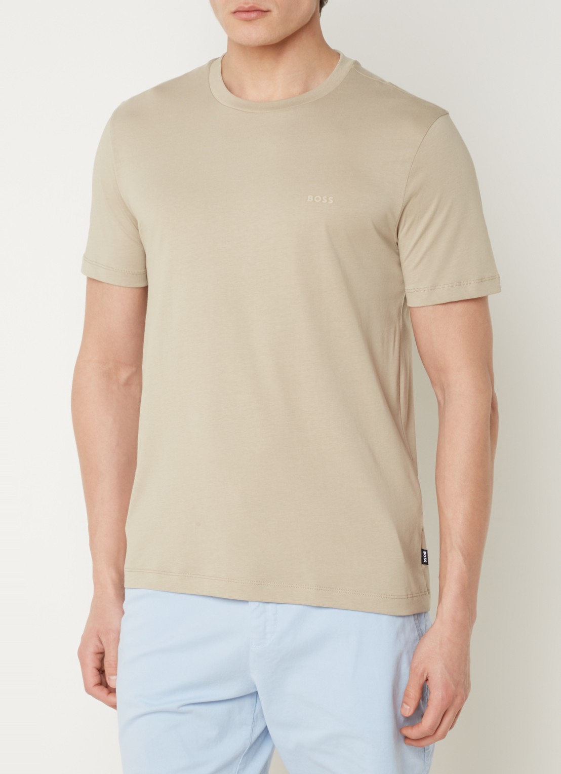 BOSS T-shirt van katoenen jersey met logodetail - detail 4 beige