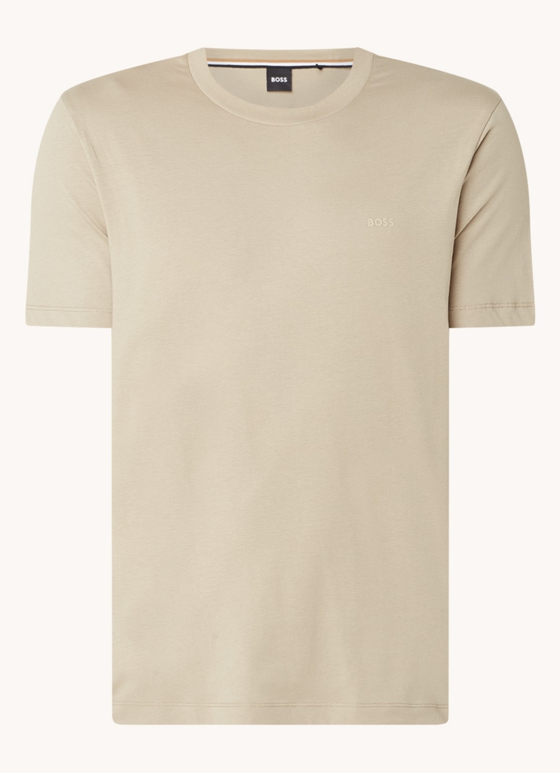 BOSS T-shirt van katoenen jersey met logodetail - voorkant beige