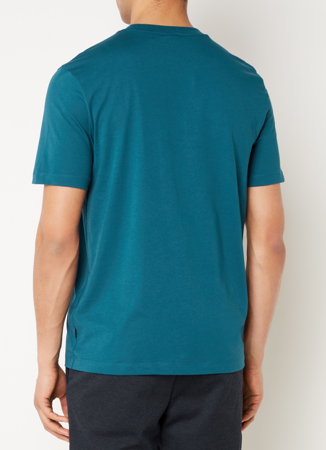BOSS T-shirt van katoenen jersey met logodetail - achterkant petrol