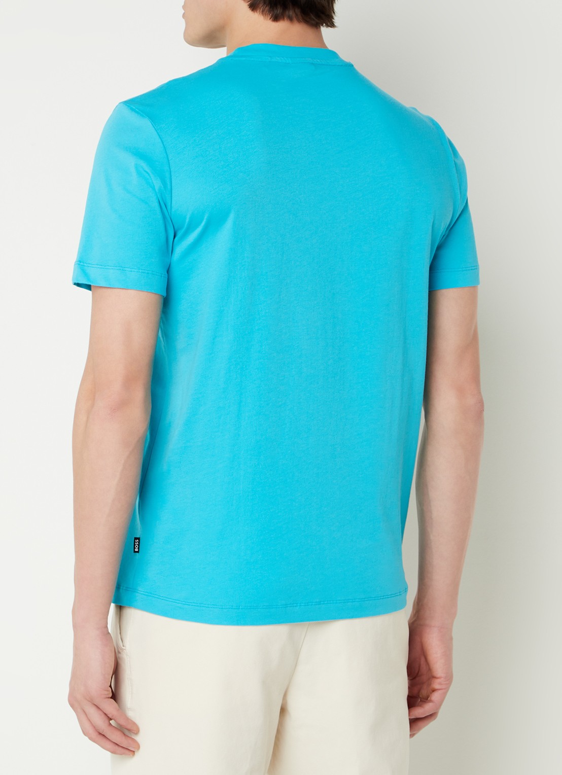 BOSS T-shirt van katoenen jersey met logodetail - achterkant 4 turquoise