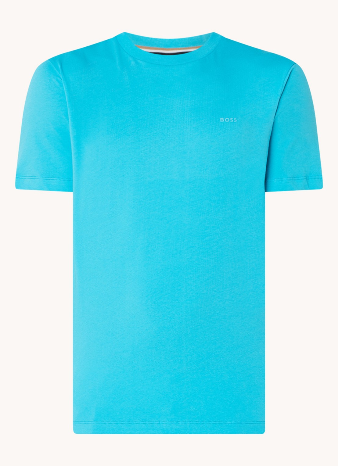 BOSS T-shirt van katoenen jersey met logodetail - voorkant 2 turquoise