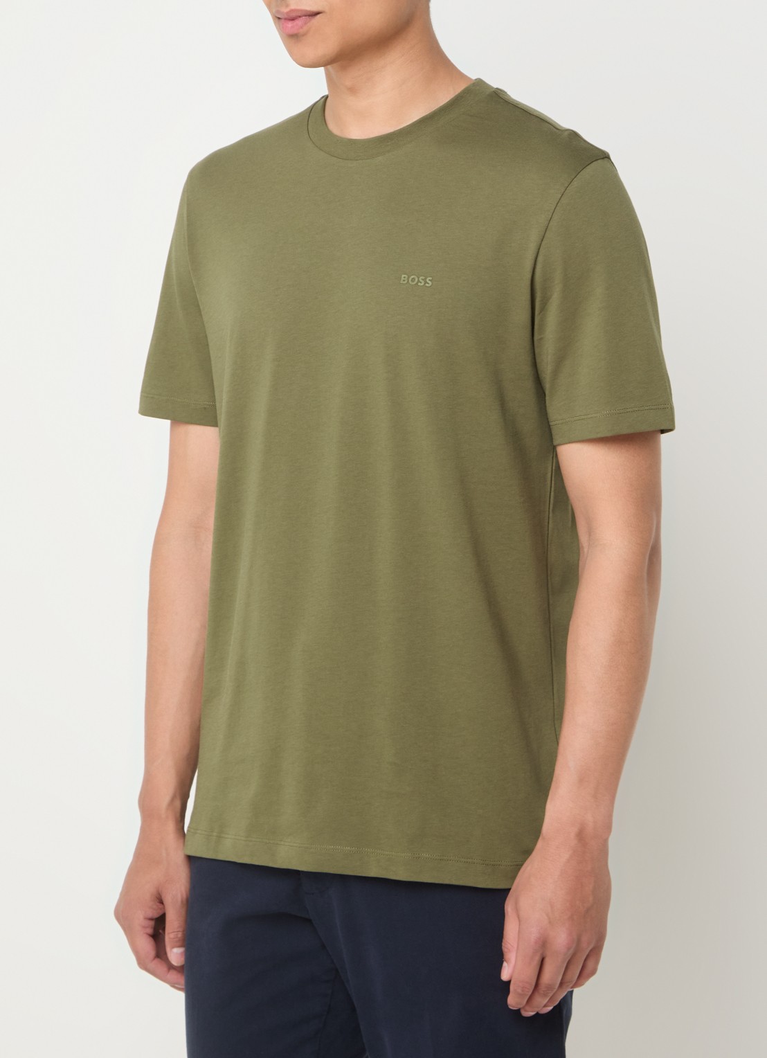 BOSS T-shirt van katoenen jersey met logodetail - detail 4 legergroen