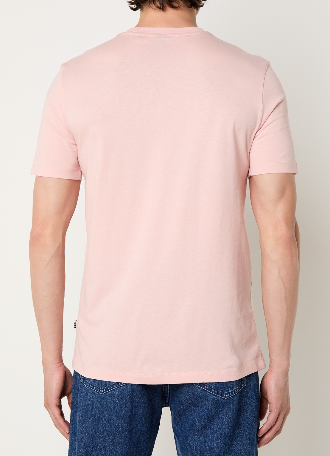BOSS T-shirt van katoenen jersey met logodetail - achterkant roze