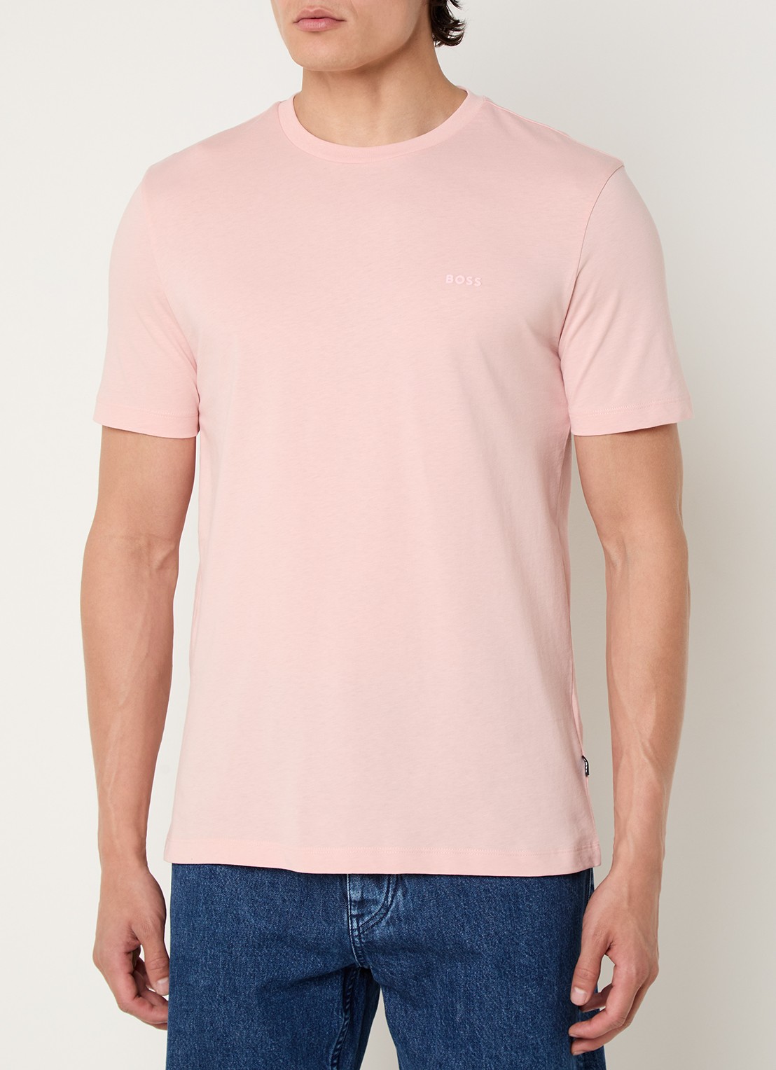 BOSS T-shirt van katoenen jersey met logodetail - detail 2 roze