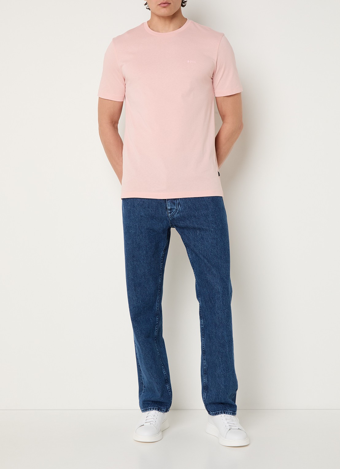 BOSS T-shirt van katoenen jersey met logodetail - voorkant 4 roze
