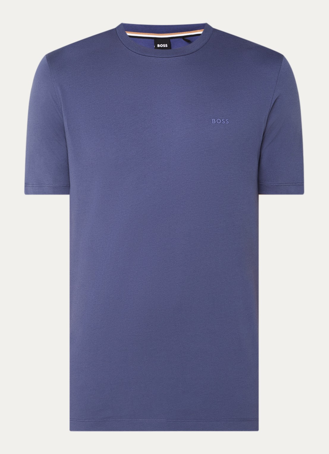 BOSS T-shirt van katoenen jersey met logodetail - voorkant indigo