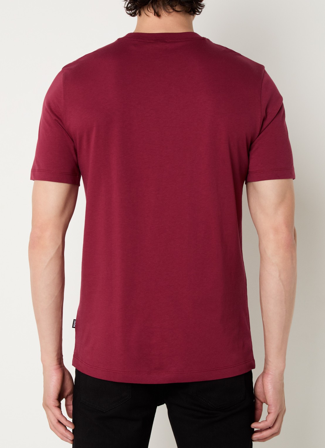 BOSS T-shirt van katoenen jersey met logodetail - achterkant 3 bordeauxrood