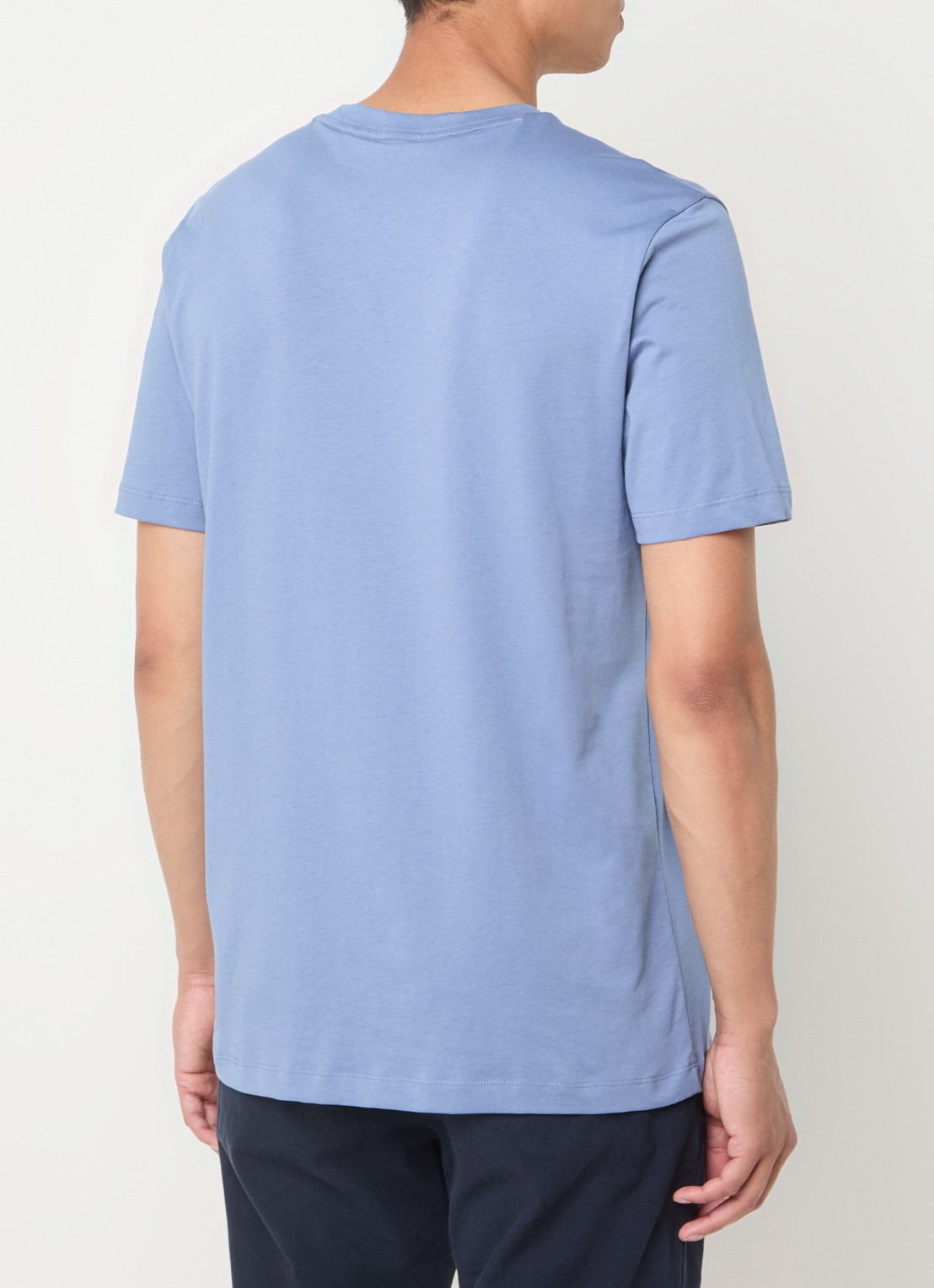 BOSS T-shirt van katoenen jersey met logodetail - achterkant 4 middenblauw