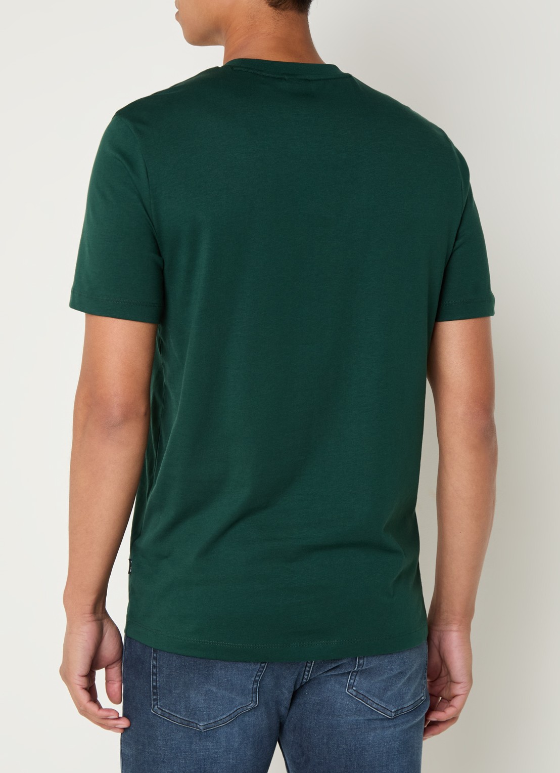 BOSS T-shirt van katoenen jersey met logodetail - achterkant 4 donkergroen