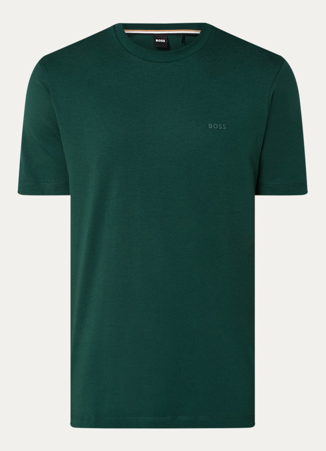 BOSS T-shirt van katoenen jersey met logodetail - voorkant donkergroen