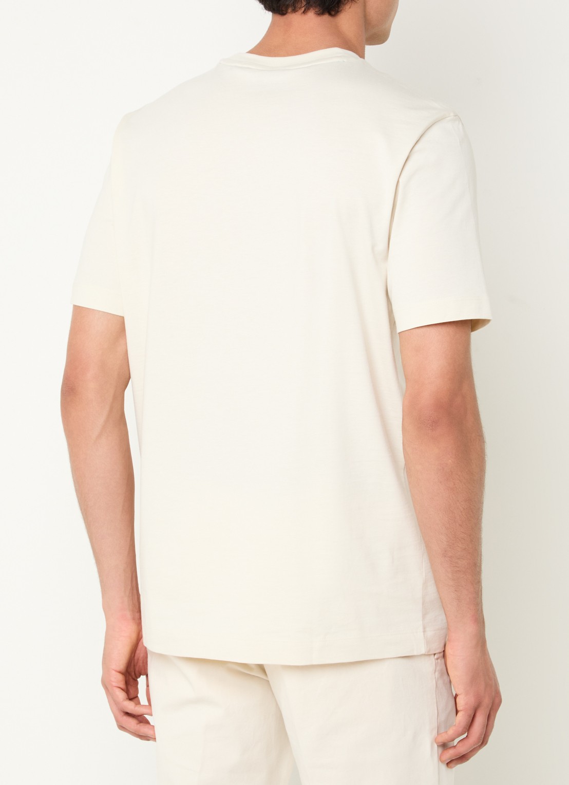 BOSS T-shirt van katoenen jersey met logodetail - achterkant 3 vanillegeel