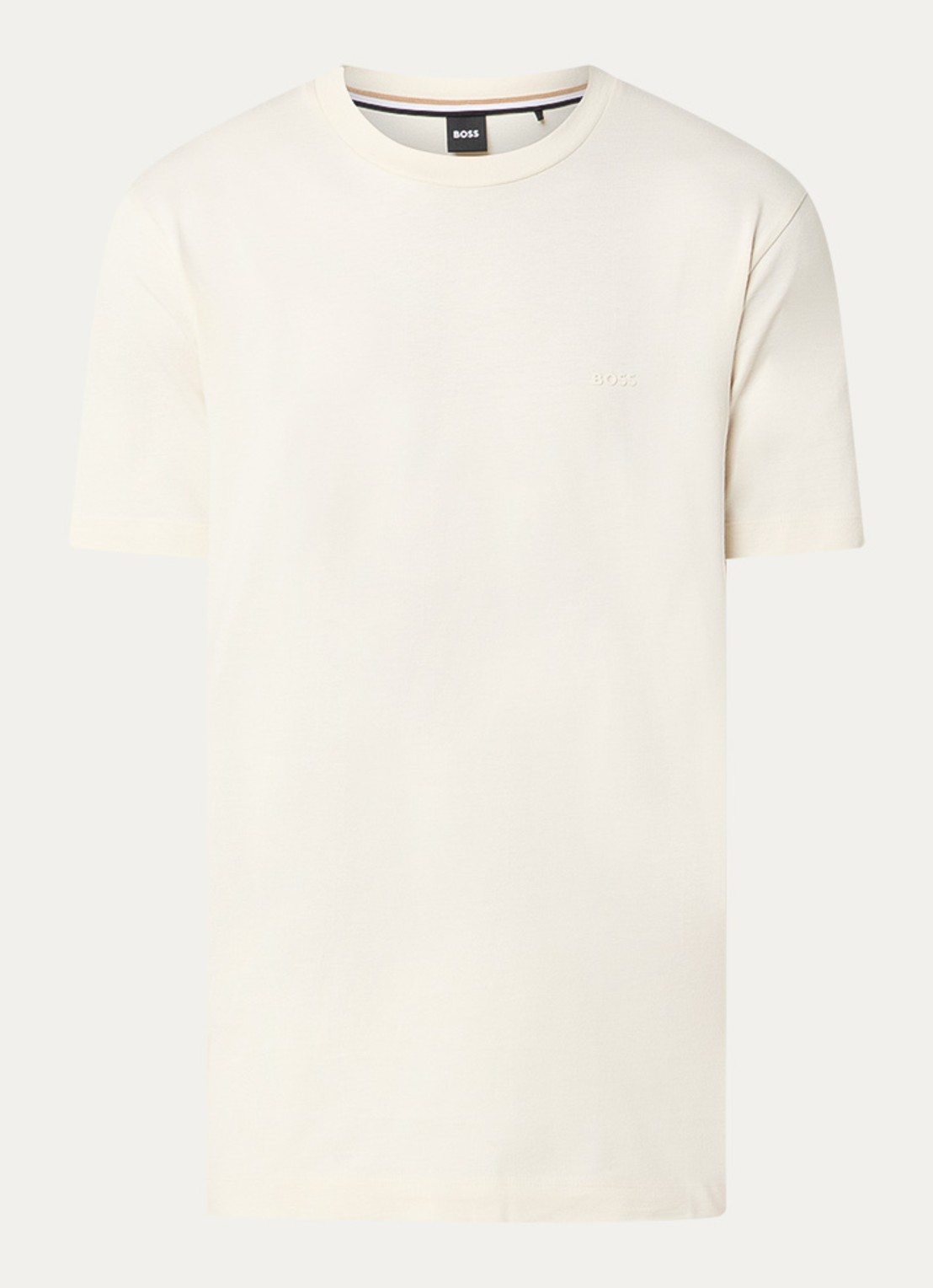 BOSS T-shirt van katoenen jersey met logodetail - voorkant vanillegeel