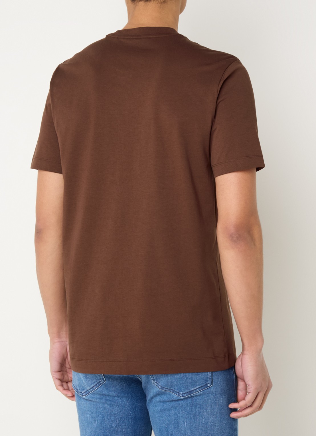 BOSS T-shirt van katoenen jersey met logodetail - achterkant 4 donkerbruin