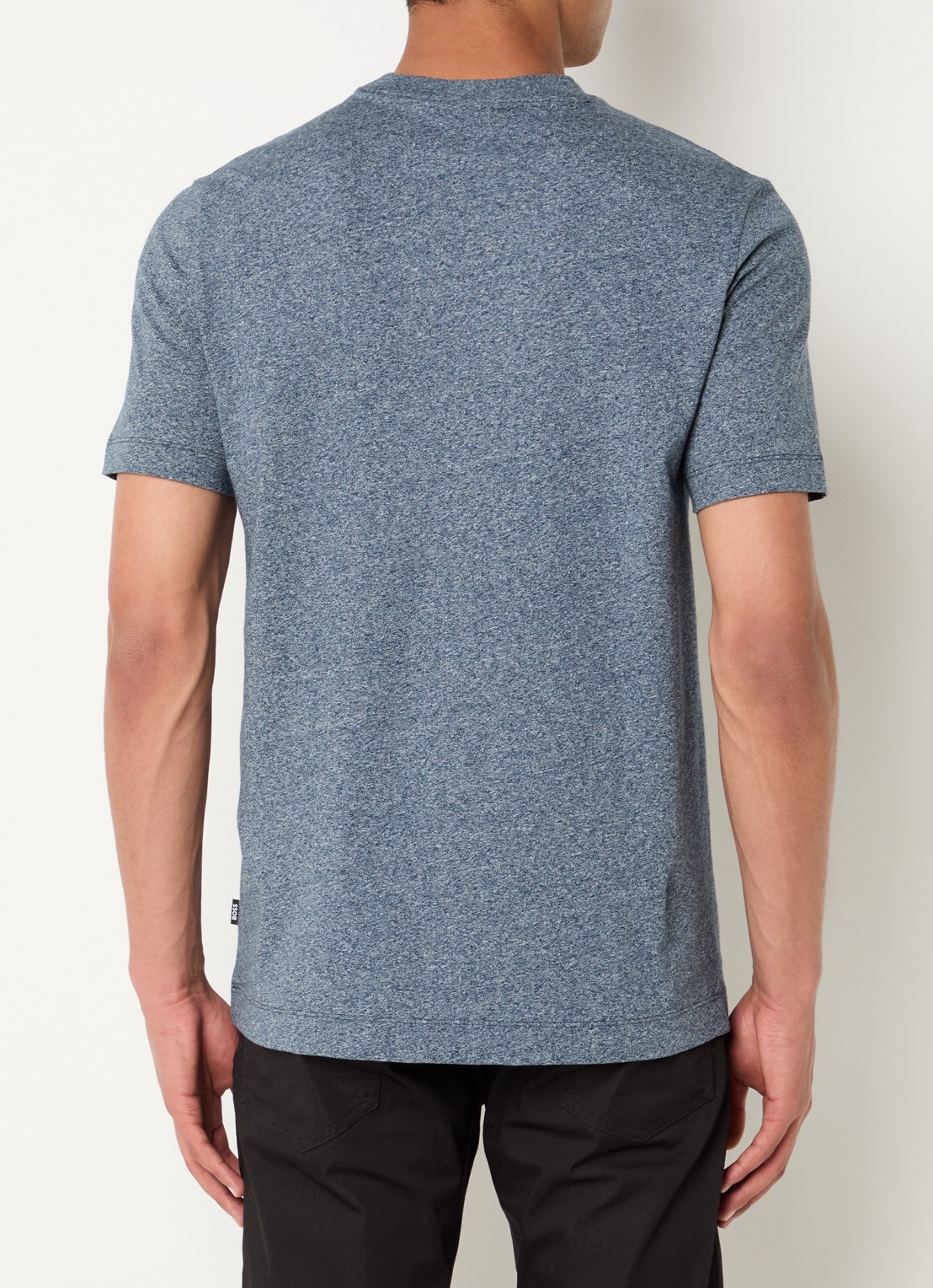 BOSS T-shirt van katoenen jersey met logodetail - achterkant 4 middengrijs