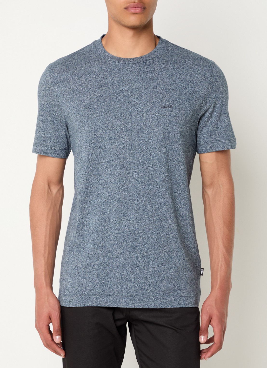 BOSS T-shirt van katoenen jersey met logodetail - detail middengrijs