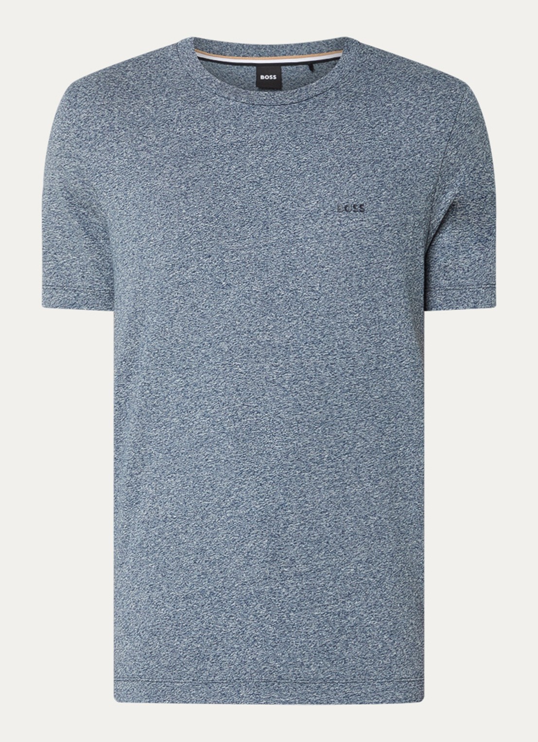 BOSS T-shirt van katoenen jersey met logodetail - voorkant 2 middengrijs